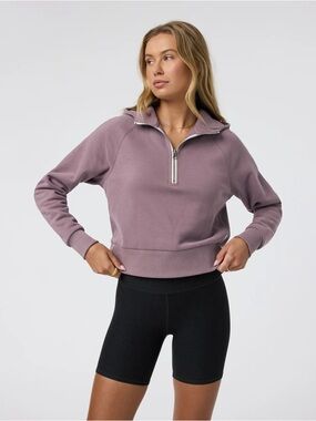 Vuori Restore Half-Zip Hoodie in Elderberry